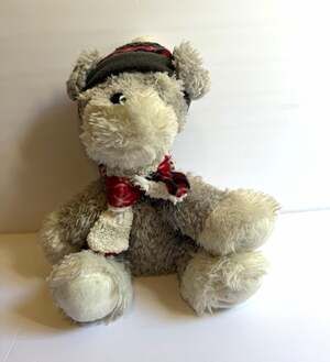 Hugfun International Gray Puppy Dog Plush Winter Hat Scarf Stuffed Animal